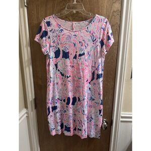Lilly Pulitzer Short Sleeve Marlowe Dress Pelican Pink Head In Sand Sz M NWOT